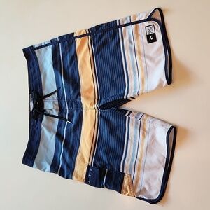 Rip Curl swim board shorts blue yellow stripe waist size 36
